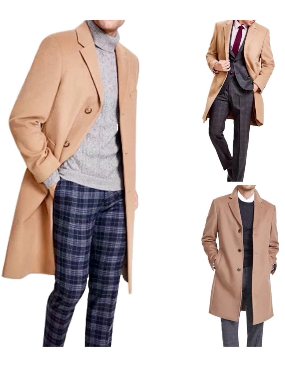 Michael Kors Mens Wool Cashmere Classic Tailored 3-Button Top Coat 50R Camel Tan